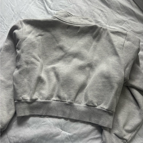 TNA Light Gray Cropped Half-Zip Sweatshirt - Picture 3 of 5